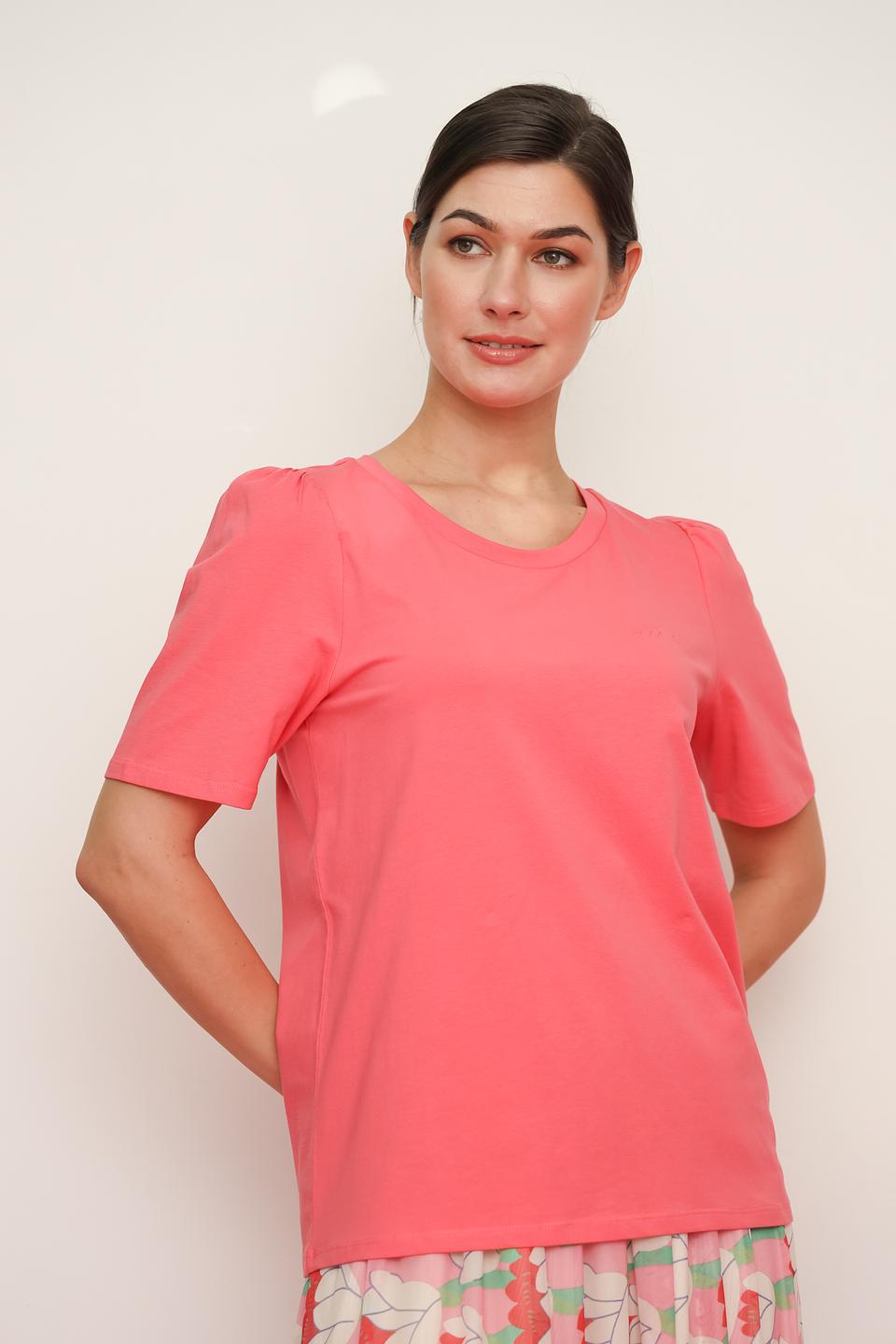 Футболка Oui с рукавами-фонариками коралловая