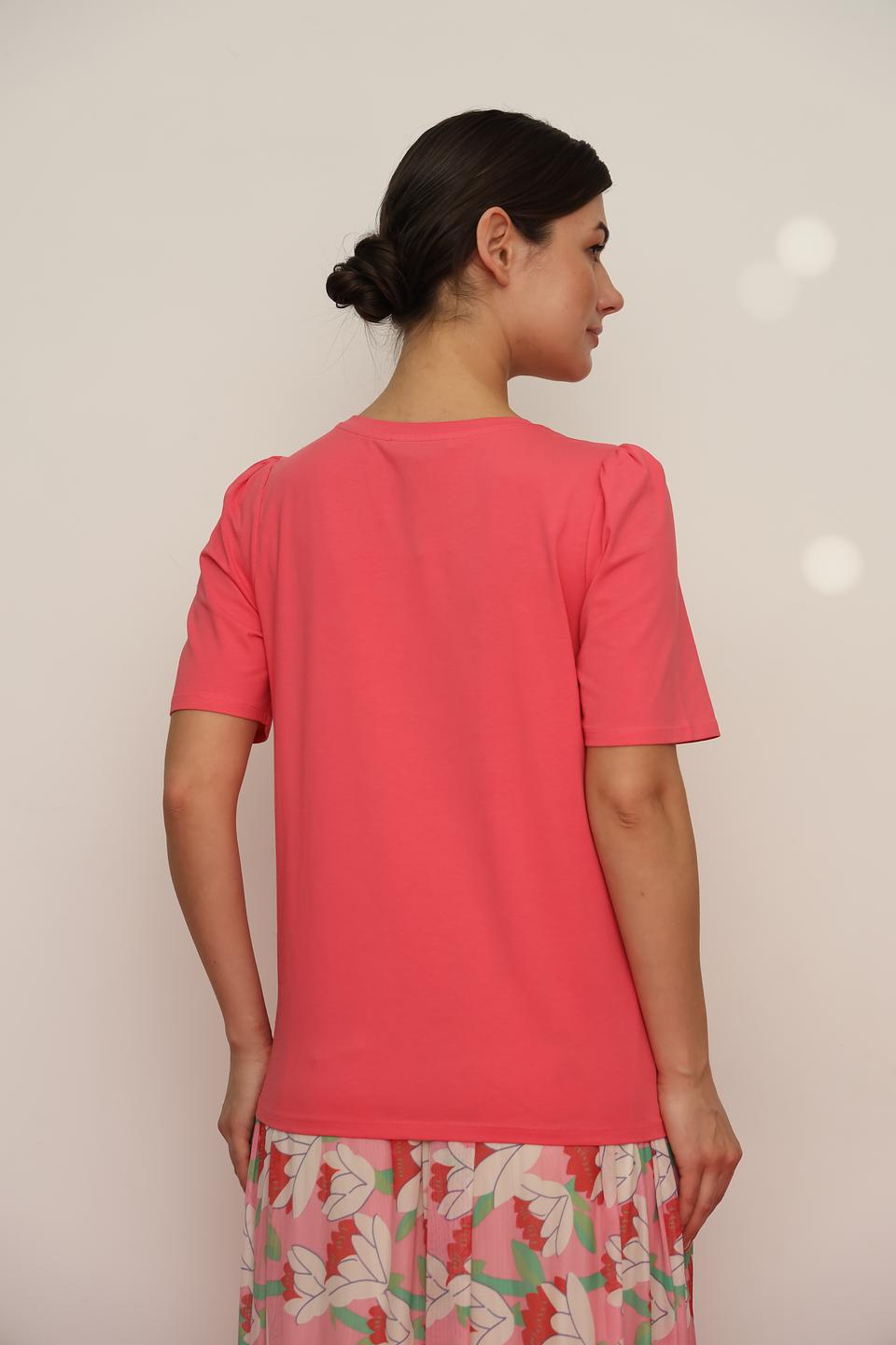 Футболка Oui с рукавами-фонариками коралловая