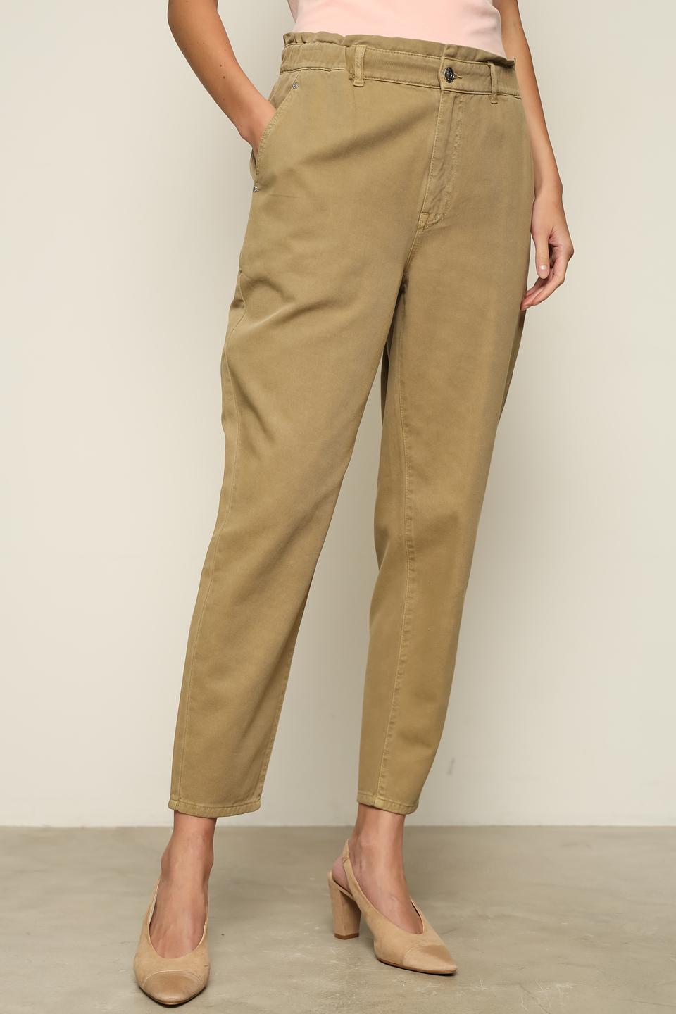 Джинсы Oui хаки с резинкой