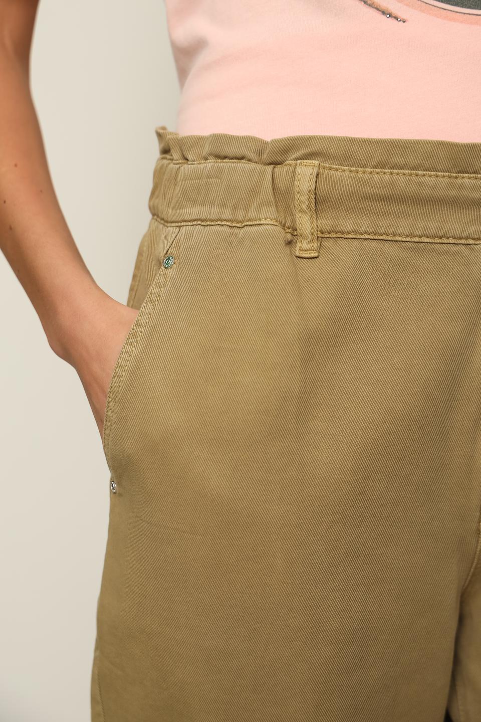 Джинсы Oui хаки с резинкой