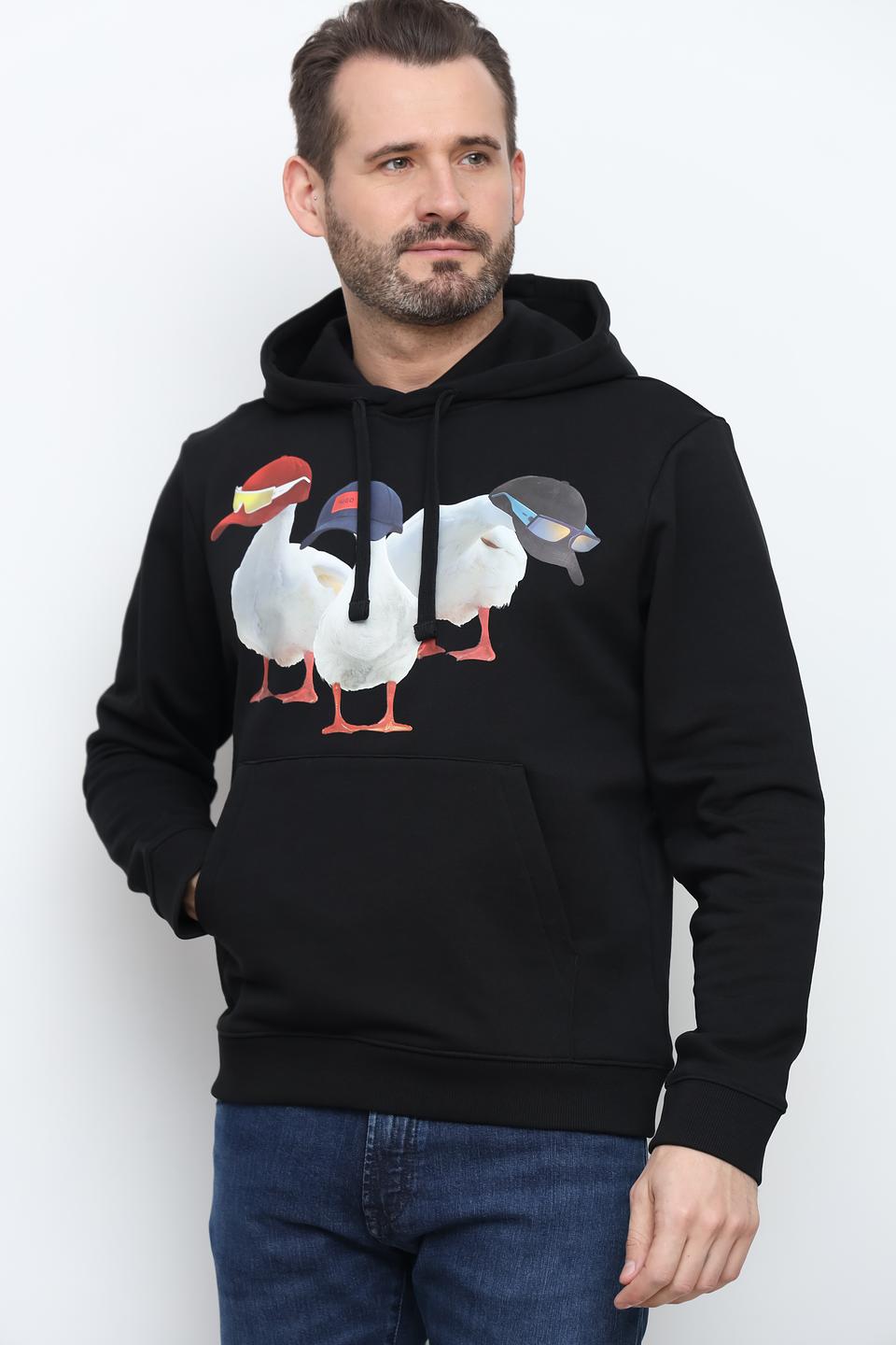 Толстовка Hugo с утками чёрная