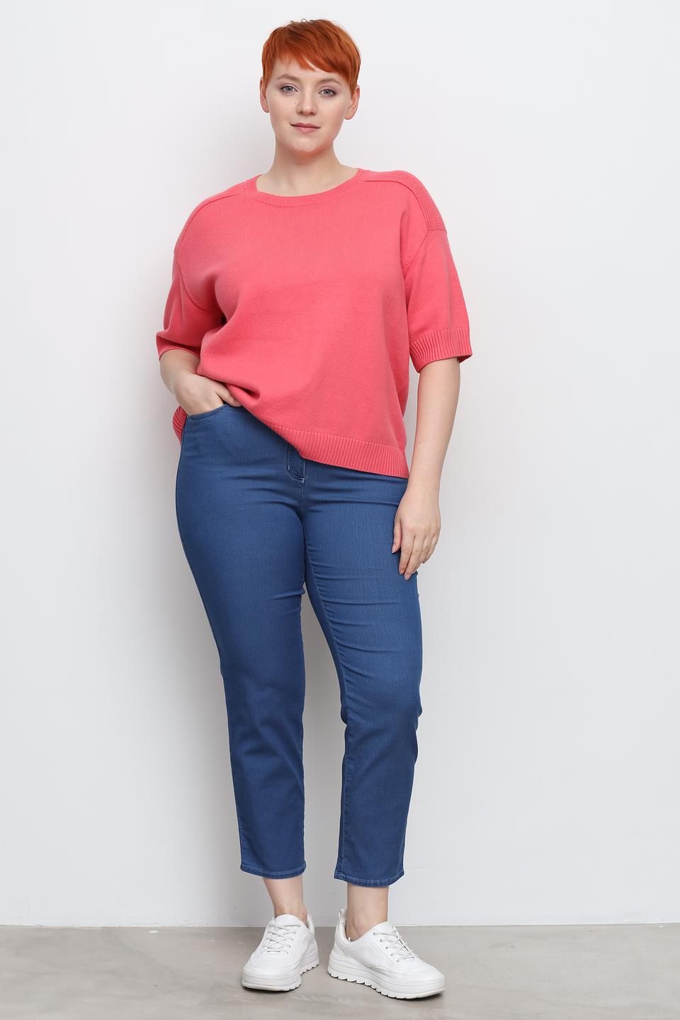 Пуловер Oui с коротким рукавом коралловый