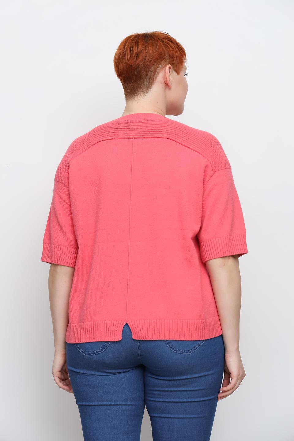 Пуловер Oui с коротким рукавом коралловый