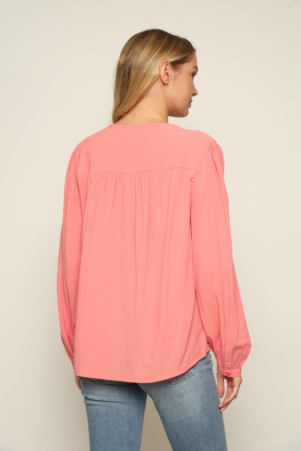 Блуза Oui коралловая с длинным рукавом