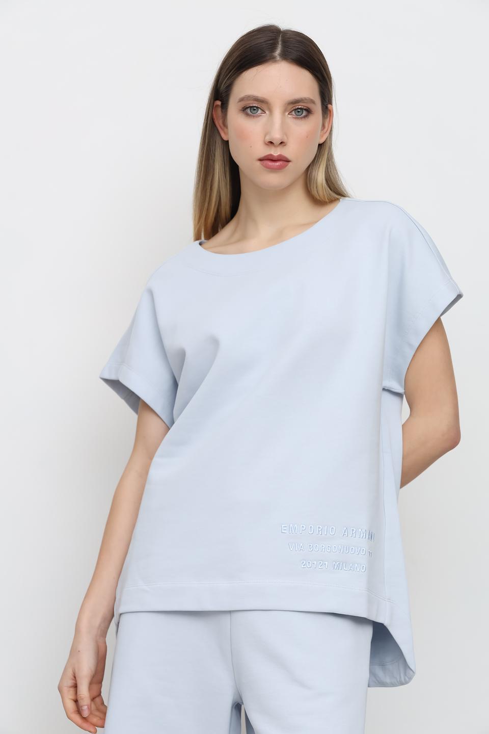 Футболка Emporio Armani голубая оверсайз