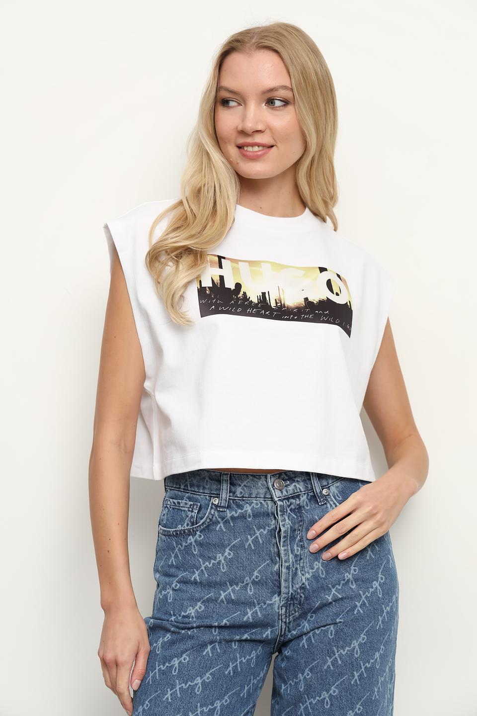 Топ Hugo женский с принтом белый