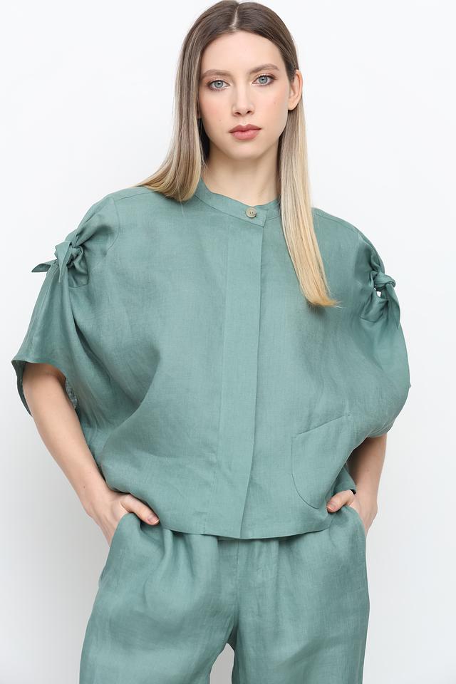 Блуза Emporio Armani зеленая с завязками