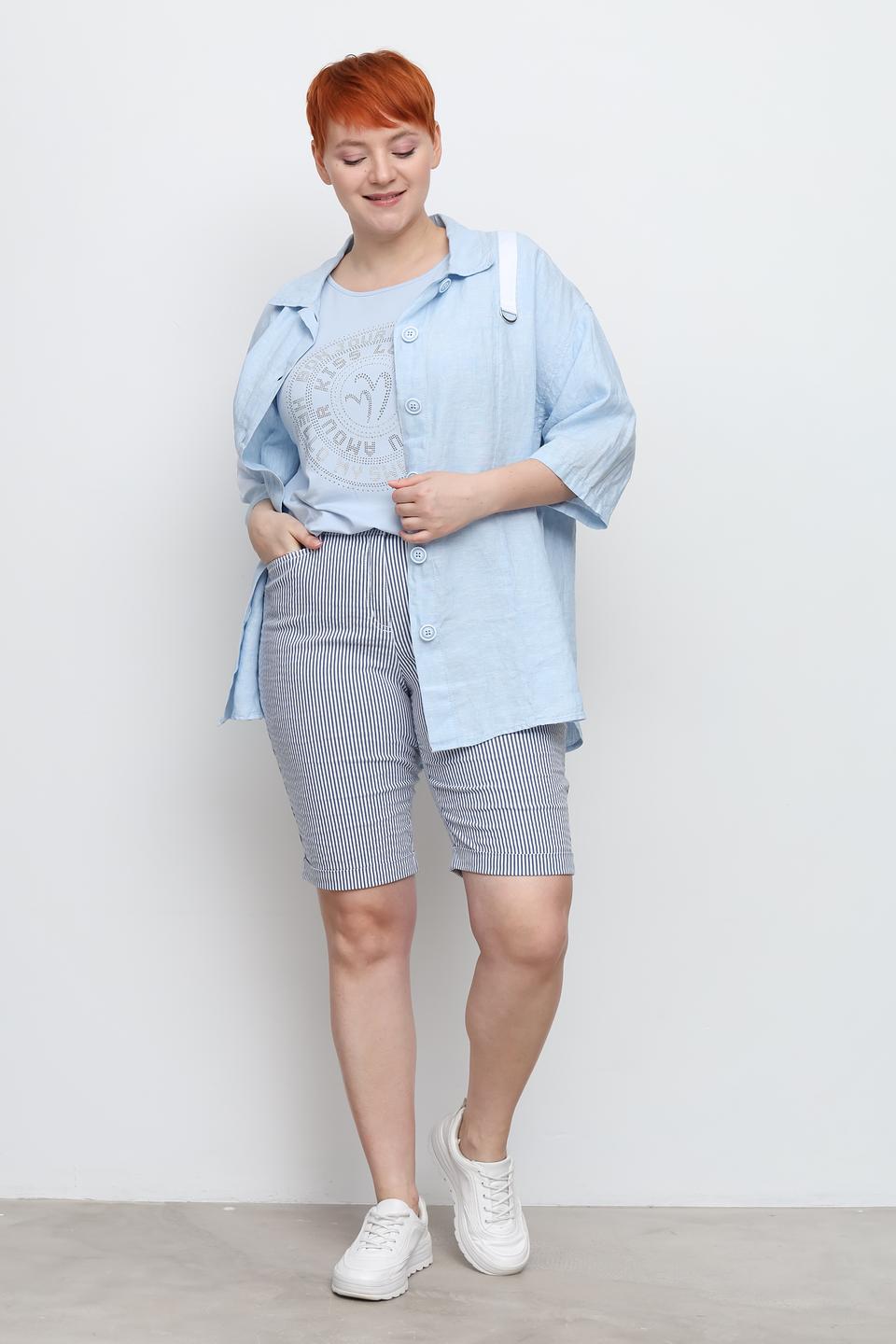 Рубашка Doris Streich с принтом голубой