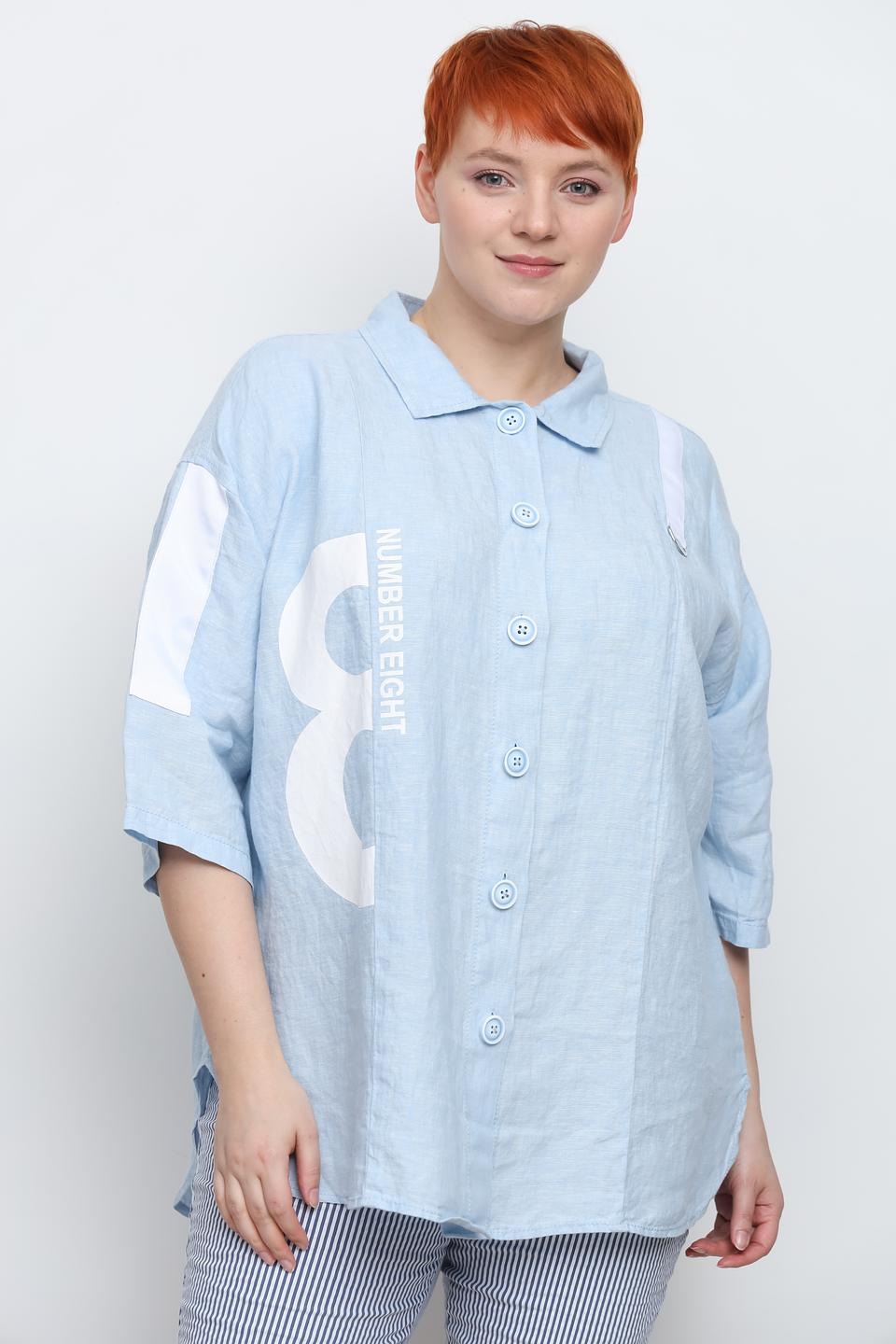 Рубашка Doris Streich с принтом голубой