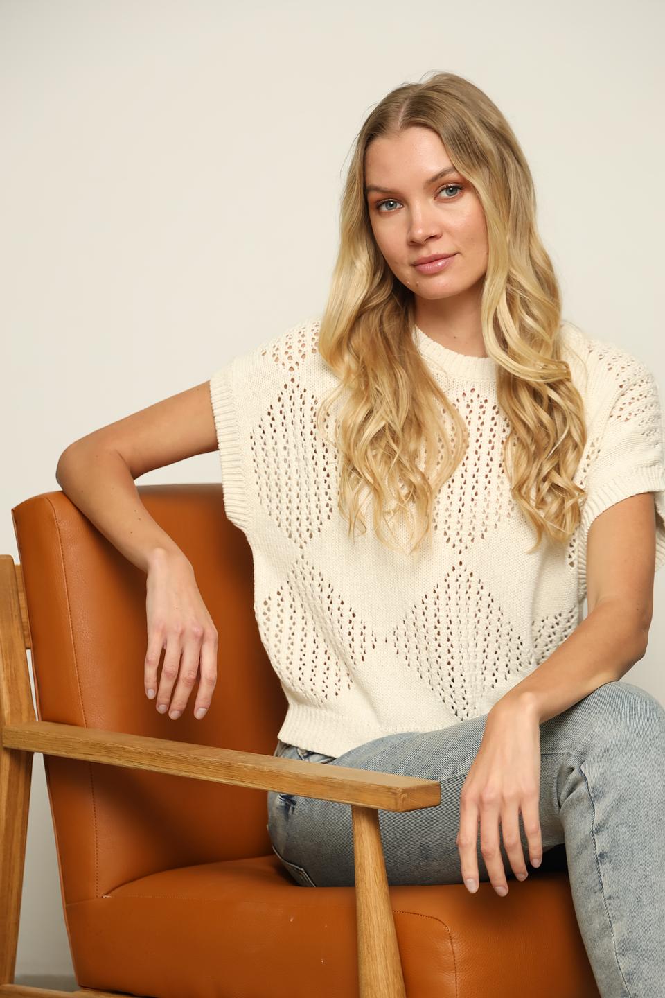 Пуловер Rich and Royal с ажурной вязкой