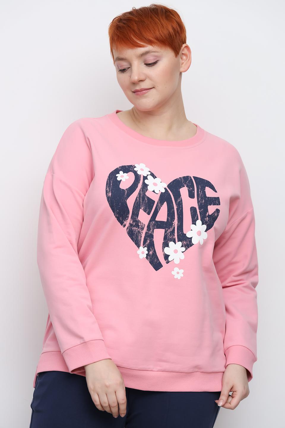Толстовка Via Appia с принтом Peace розовый