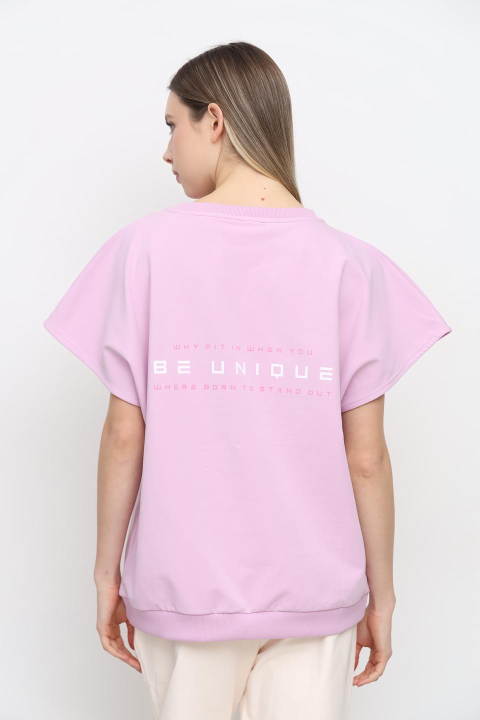 Футболка UNQ женская лавандовая с принтом
