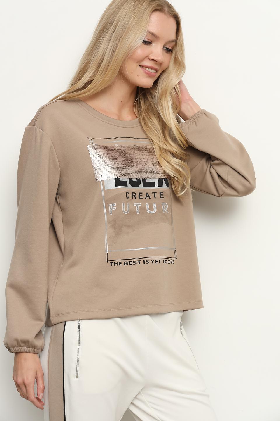 Толстовка Monari с принтом бежевая