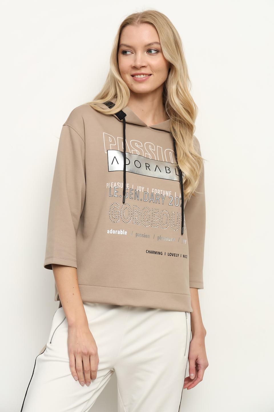 Толстовка Monari с принтом бежевая