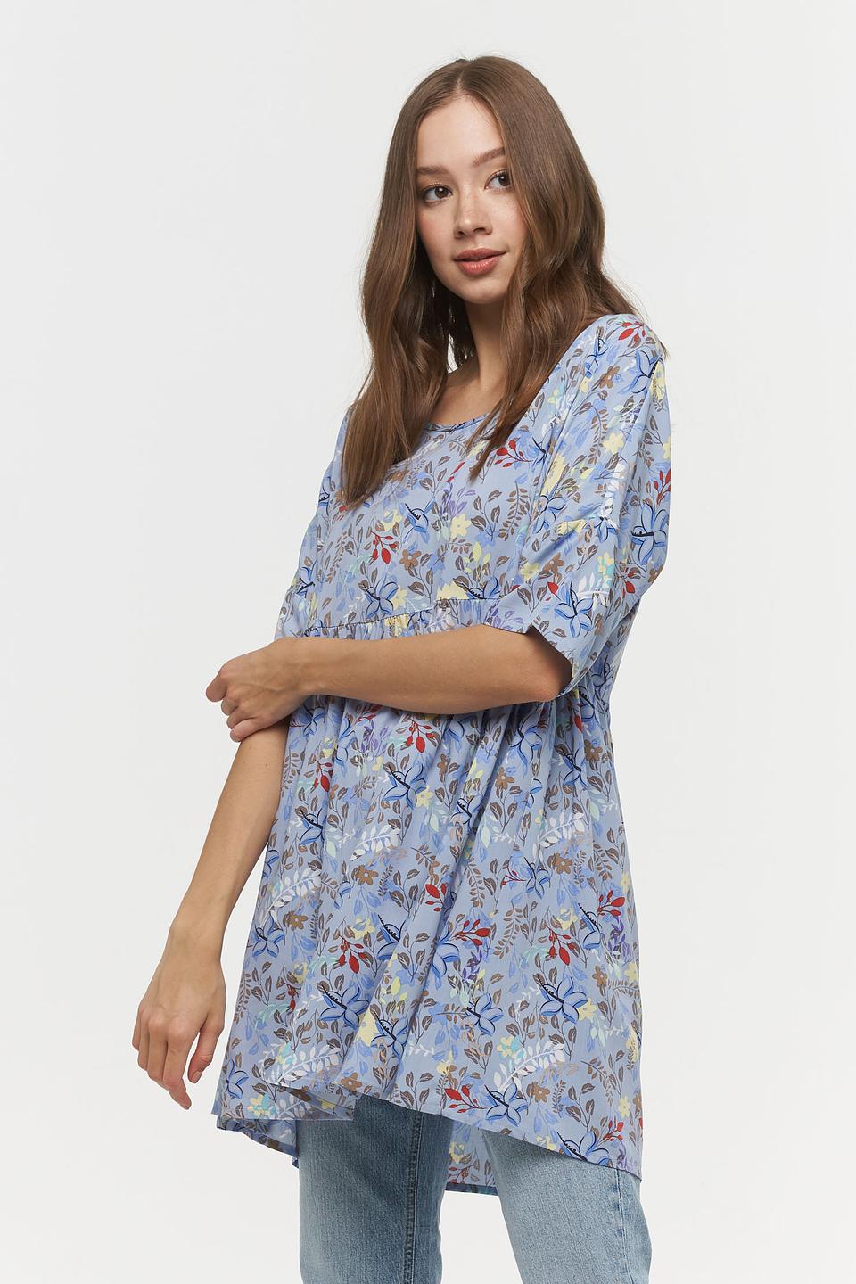 Платье VAY с цветочным принтом голубое