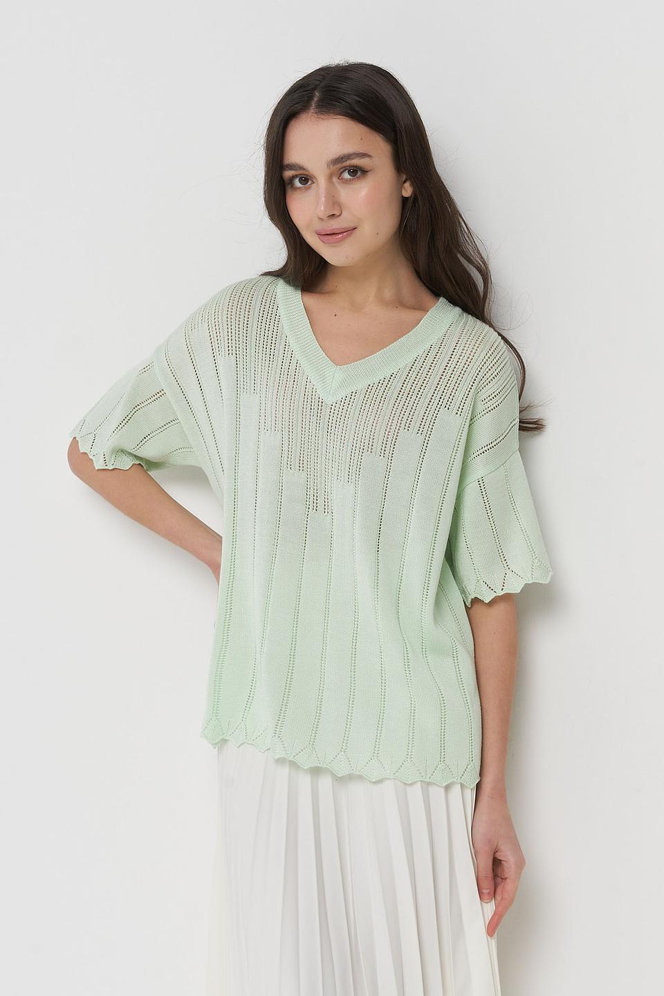 Пуловер VAY с V-образным вырезом мятный