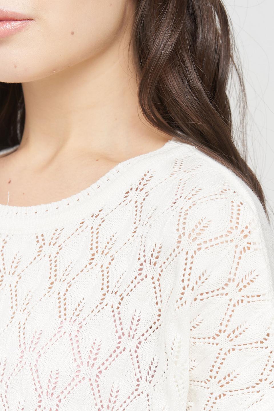Джемпер VAY с ажурной вставкой белый