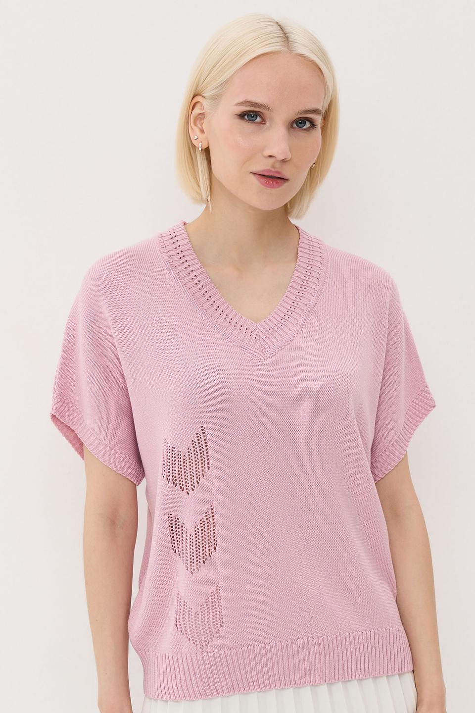 Пуловер VAY с вырезом розовый