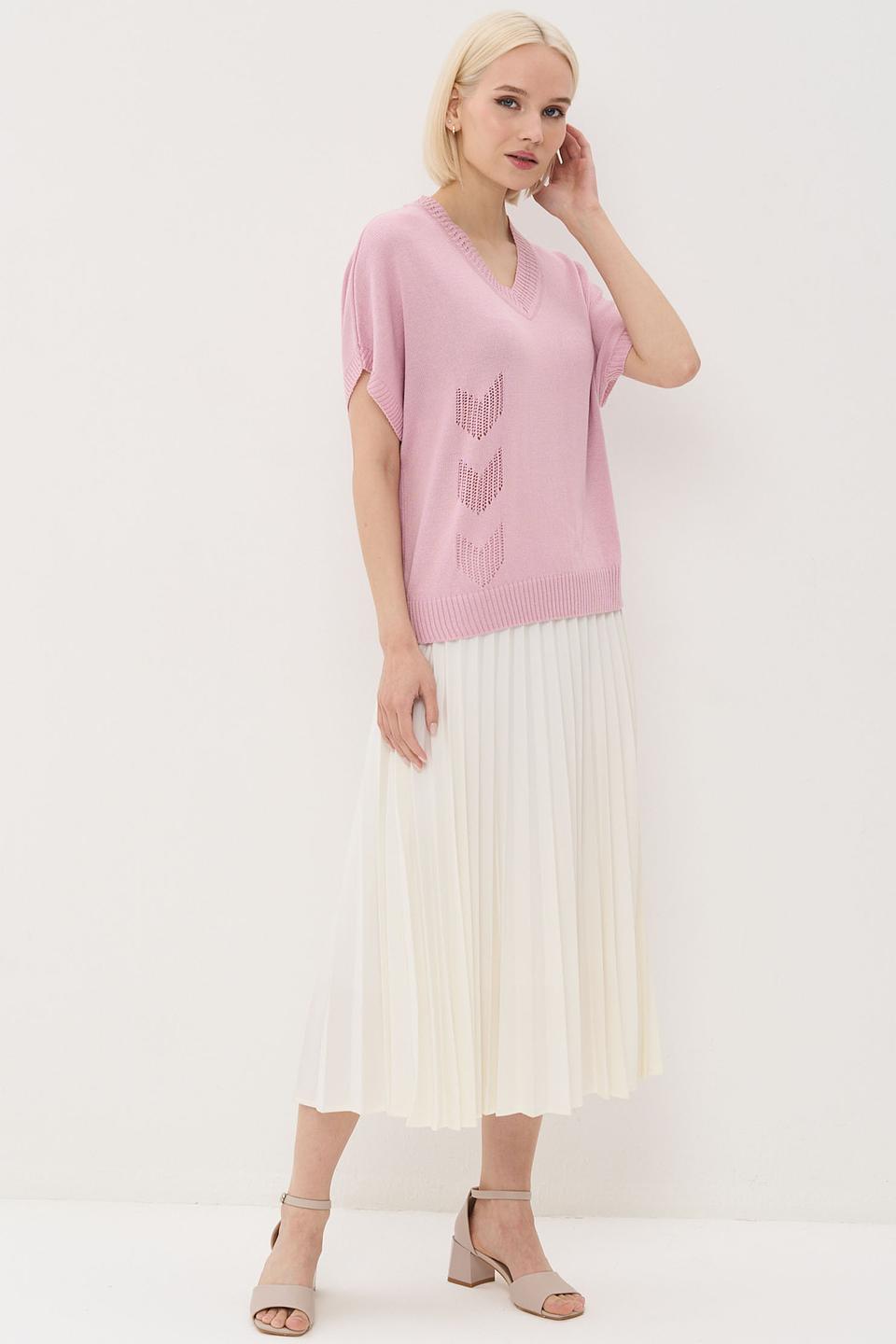 Пуловер VAY с вырезом розовый