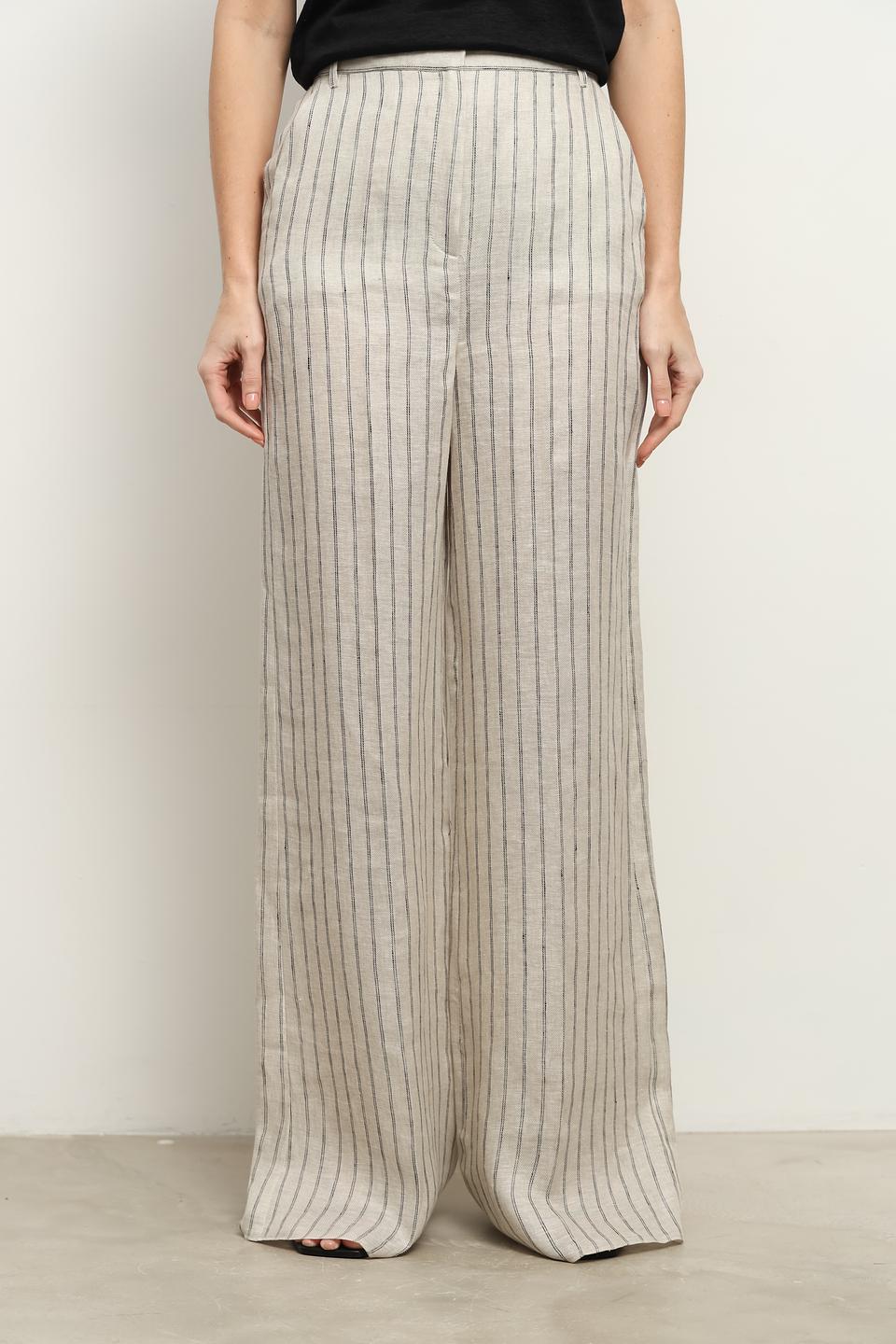 Брюки i Blues в полоску бежевые