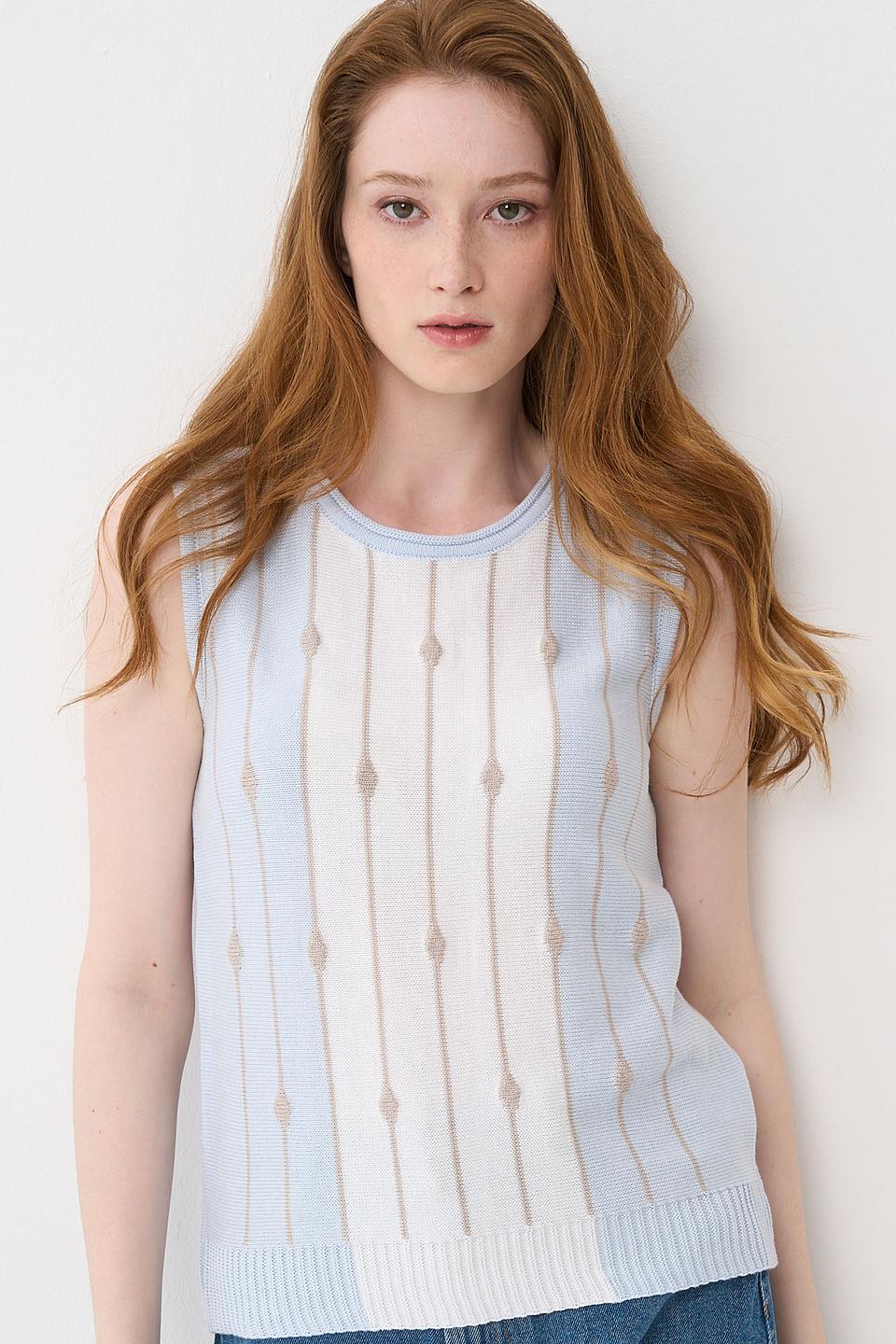 Джемпер BE YOU голубой в полоску без рукавов