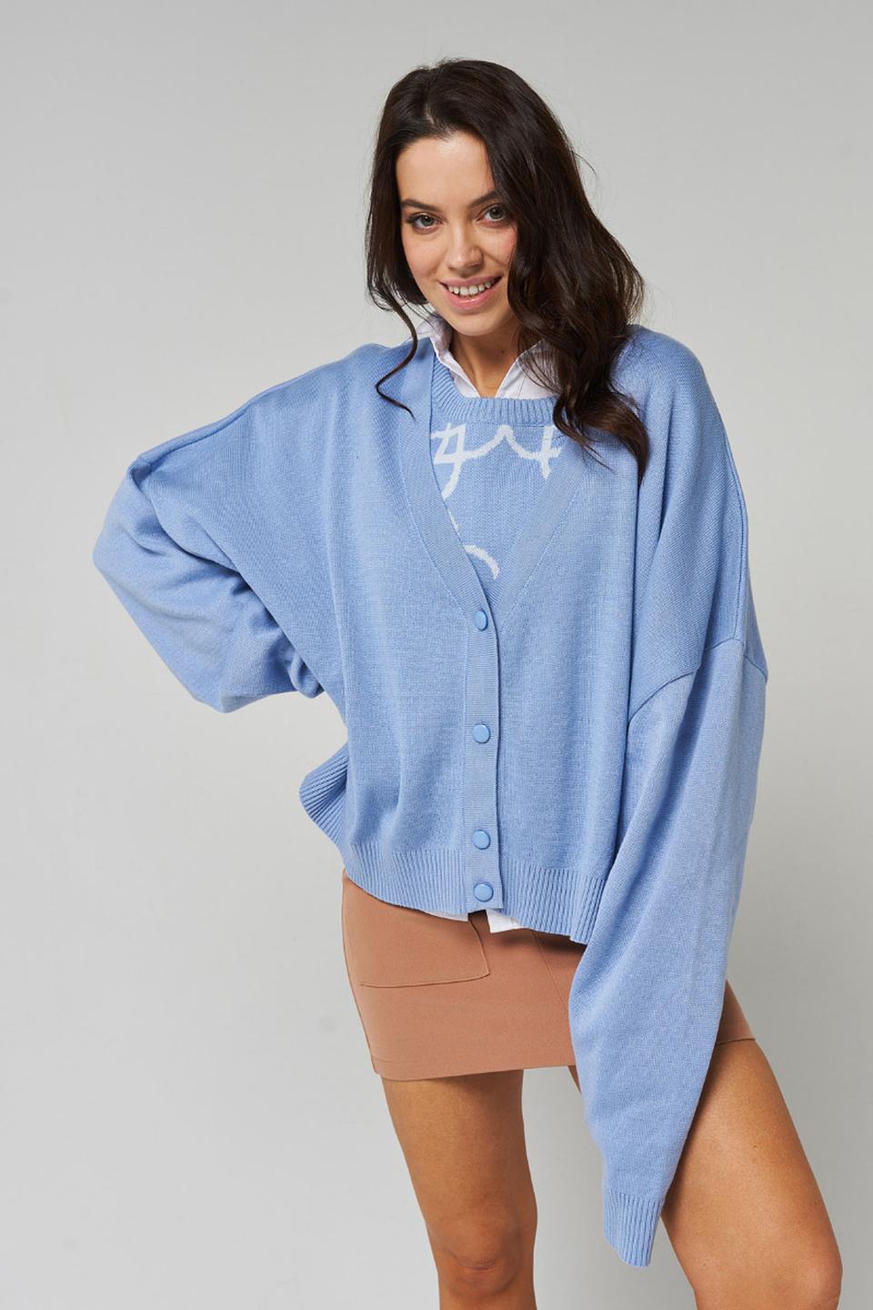 Кардиган BE YOU с узором голубой