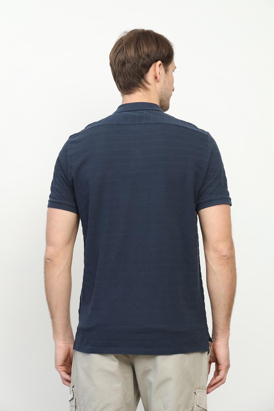 Поло Time Zone в полоску тёмно-синее