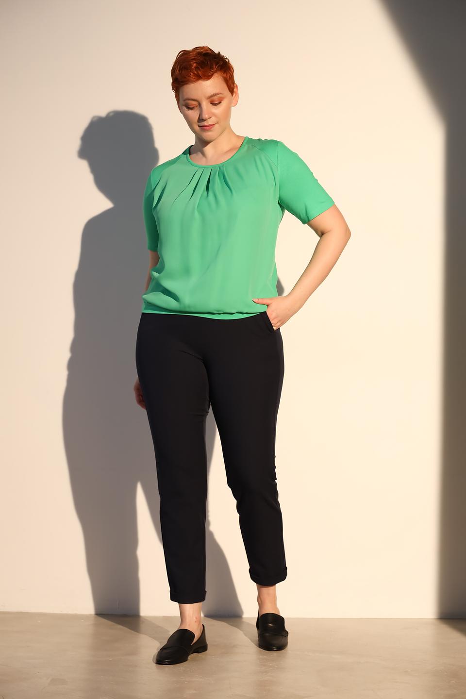Блуза Frank Walder зелёная с драпировкой