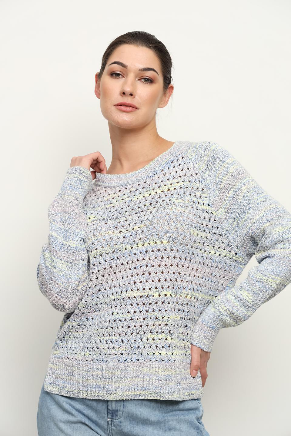 Пуловер Gerry Weber с ажурной вязкой голубой
