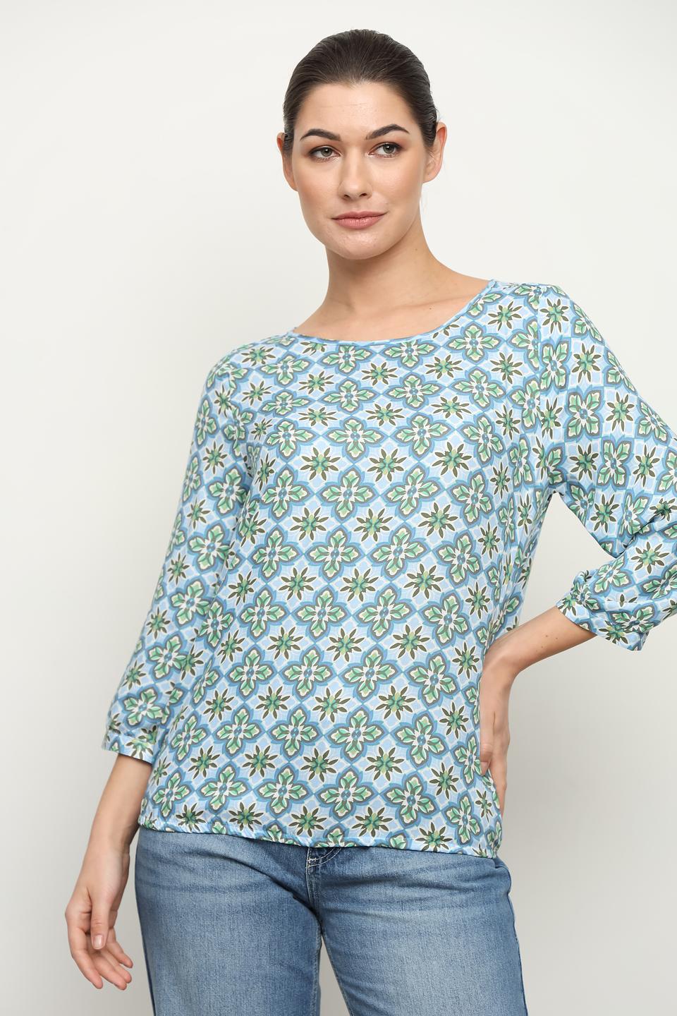 Блуза Via Appia с принтом голубой
