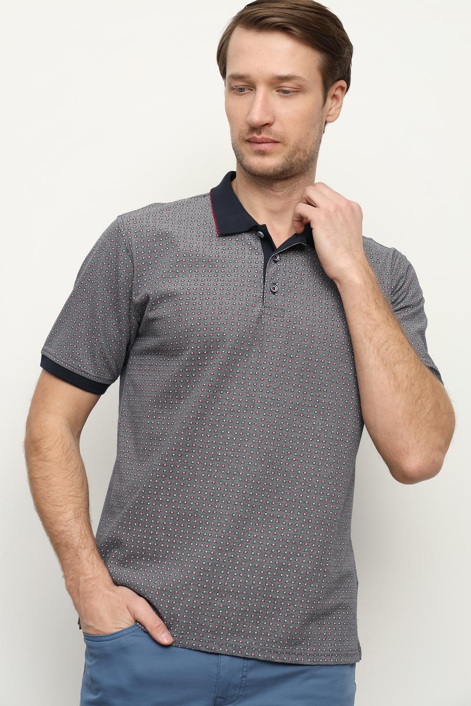 Поло Casa Moda с принтом серый