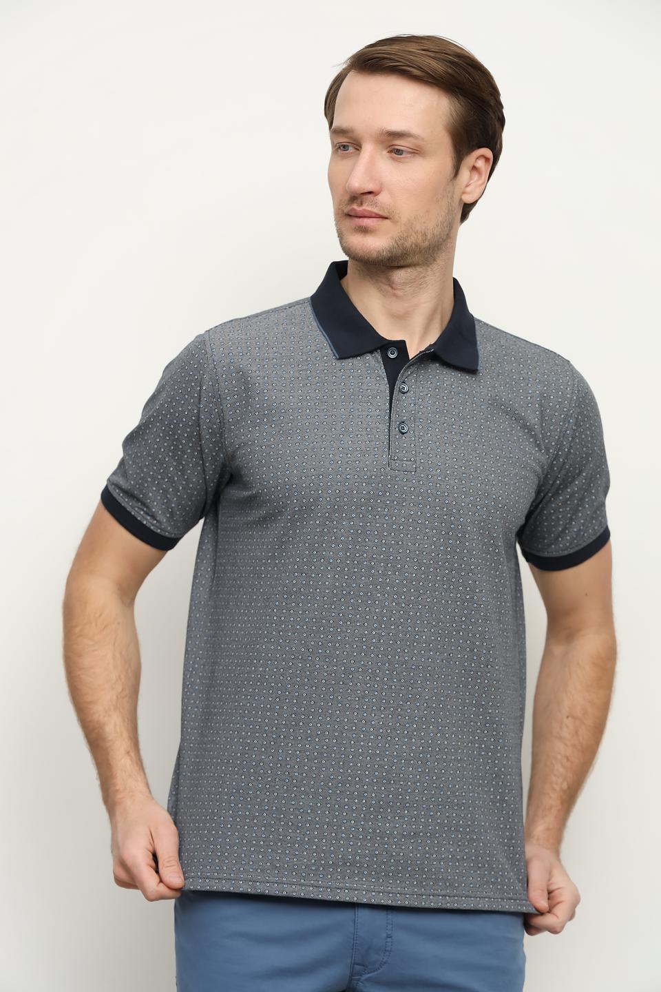 Поло Casa Moda с принтом серый