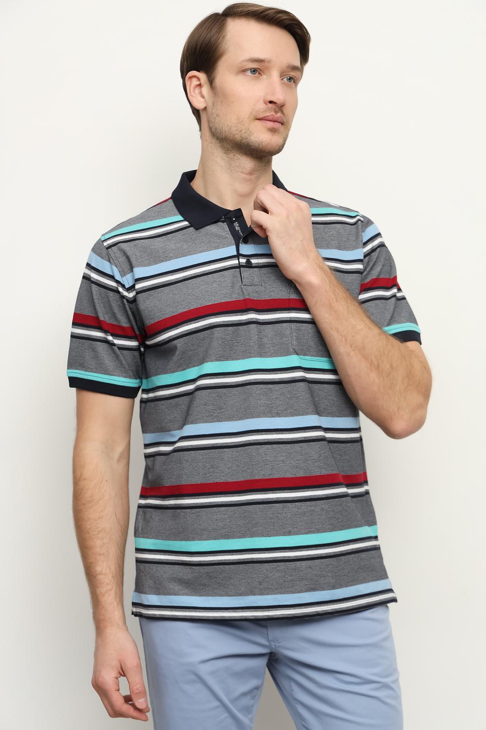Поло Casa Moda в полоску серый