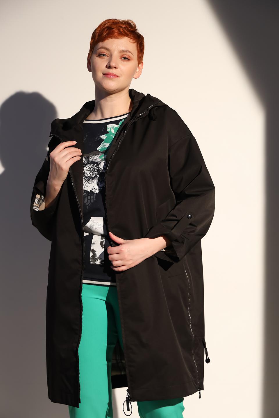 Плащ Pezzo чёрный с капюшоном