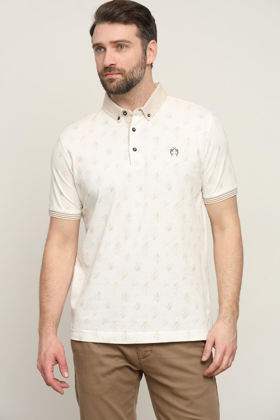 Поло Claudio Campione с принтом бежевое