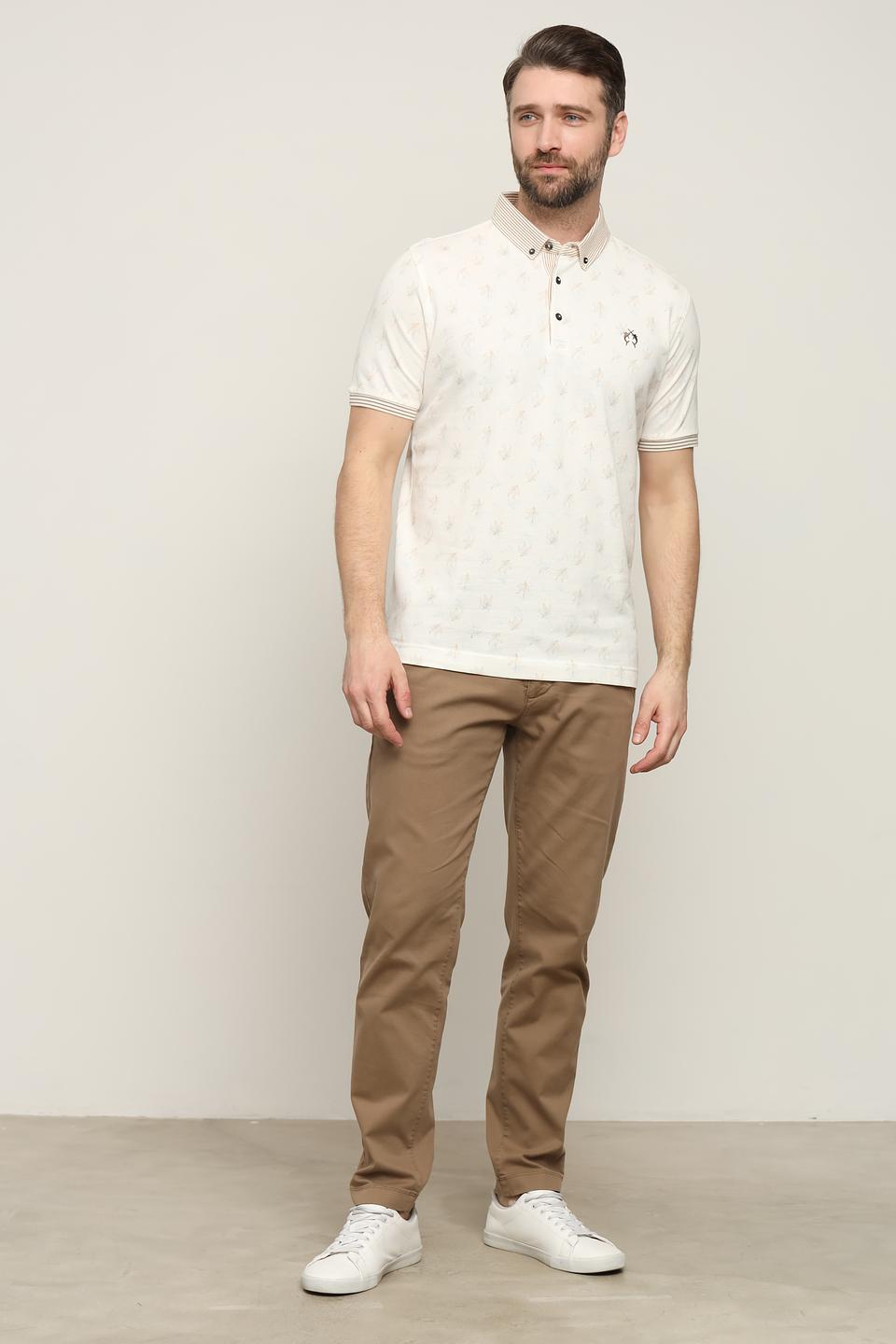 Поло Claudio Campione с принтом бежевое