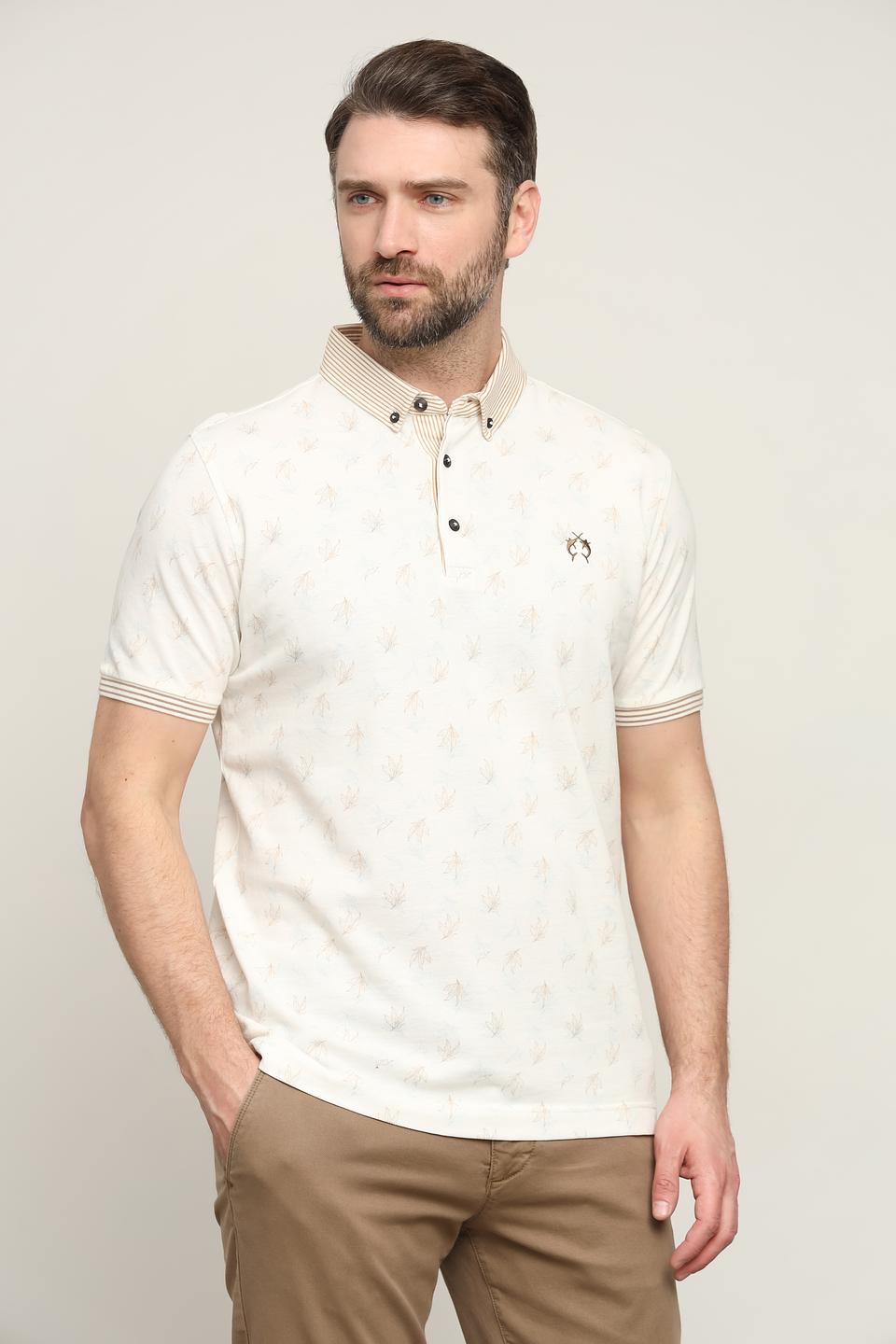 Поло Claudio Campione с принтом бежевое