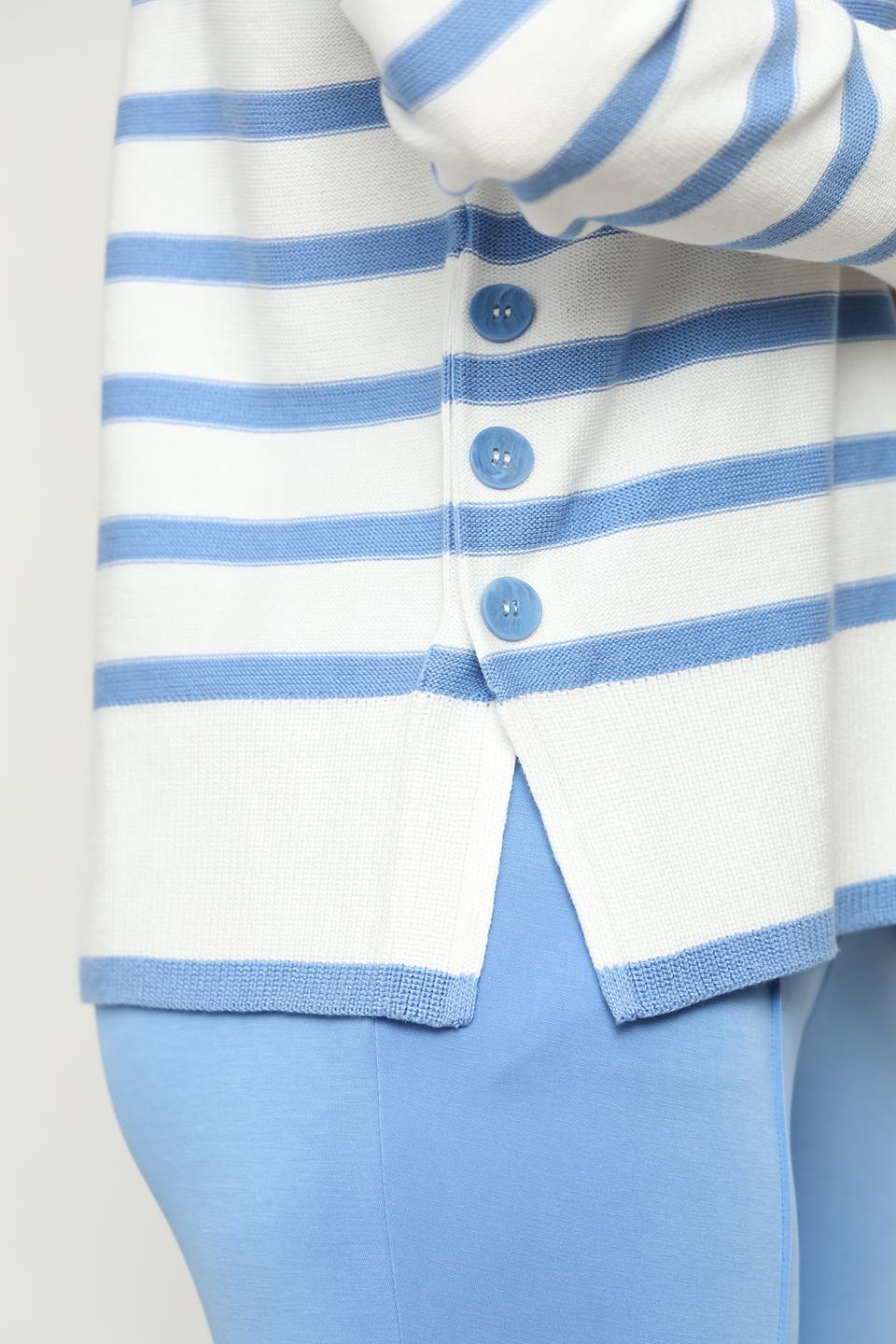 Пуловер Olsen в полоску голубой