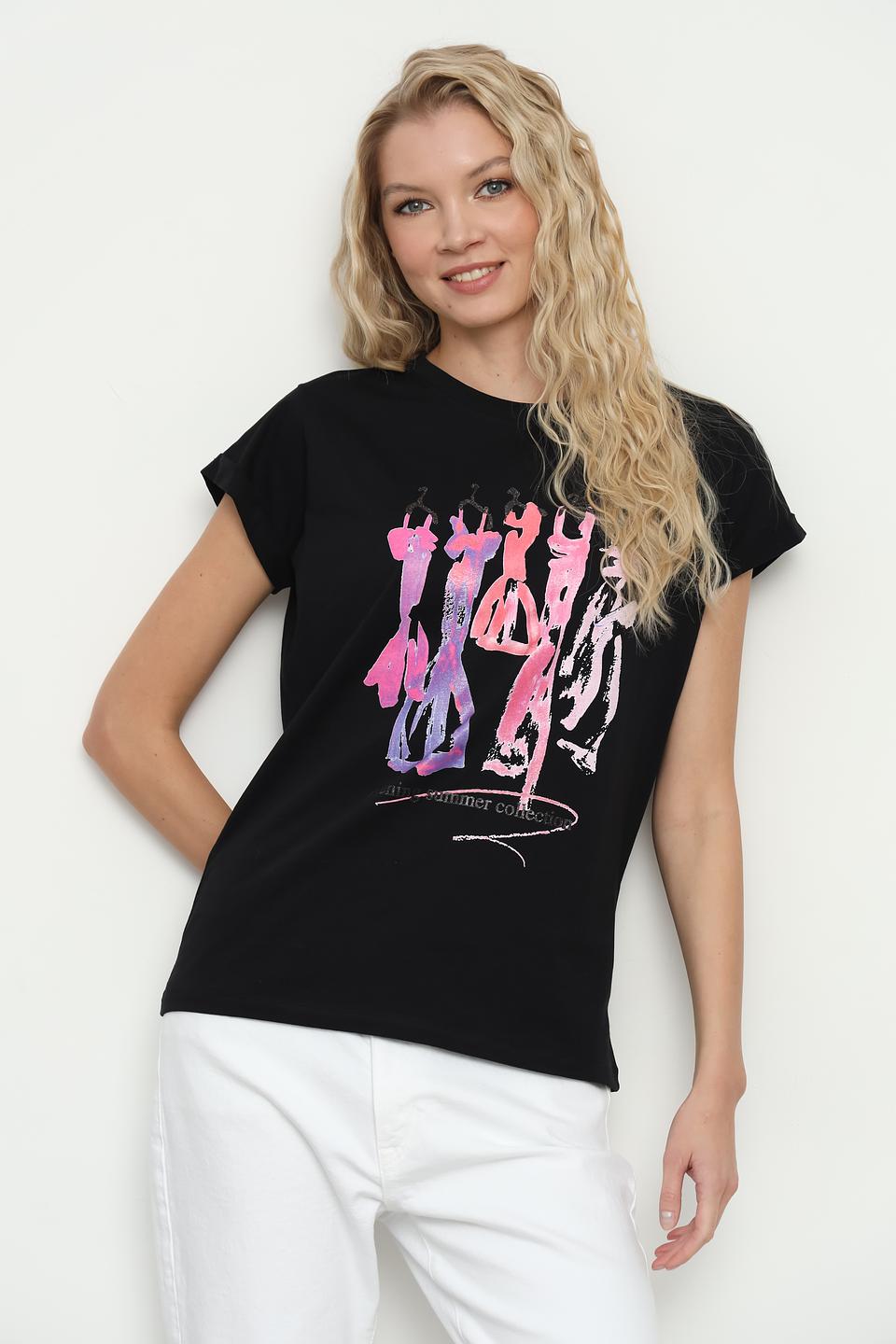 Футболка Icona женская с принтом чёрная