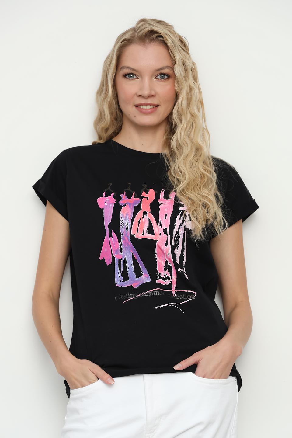 Футболка Icona женская с принтом чёрная