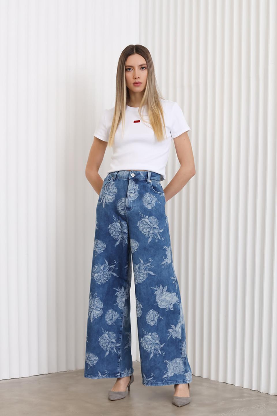 Джинсы Twin Set Actitude с цветочным принтом