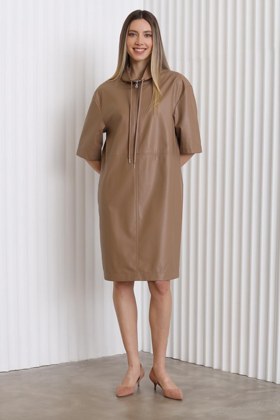 Платье Marc Aurel кожаное бежевое