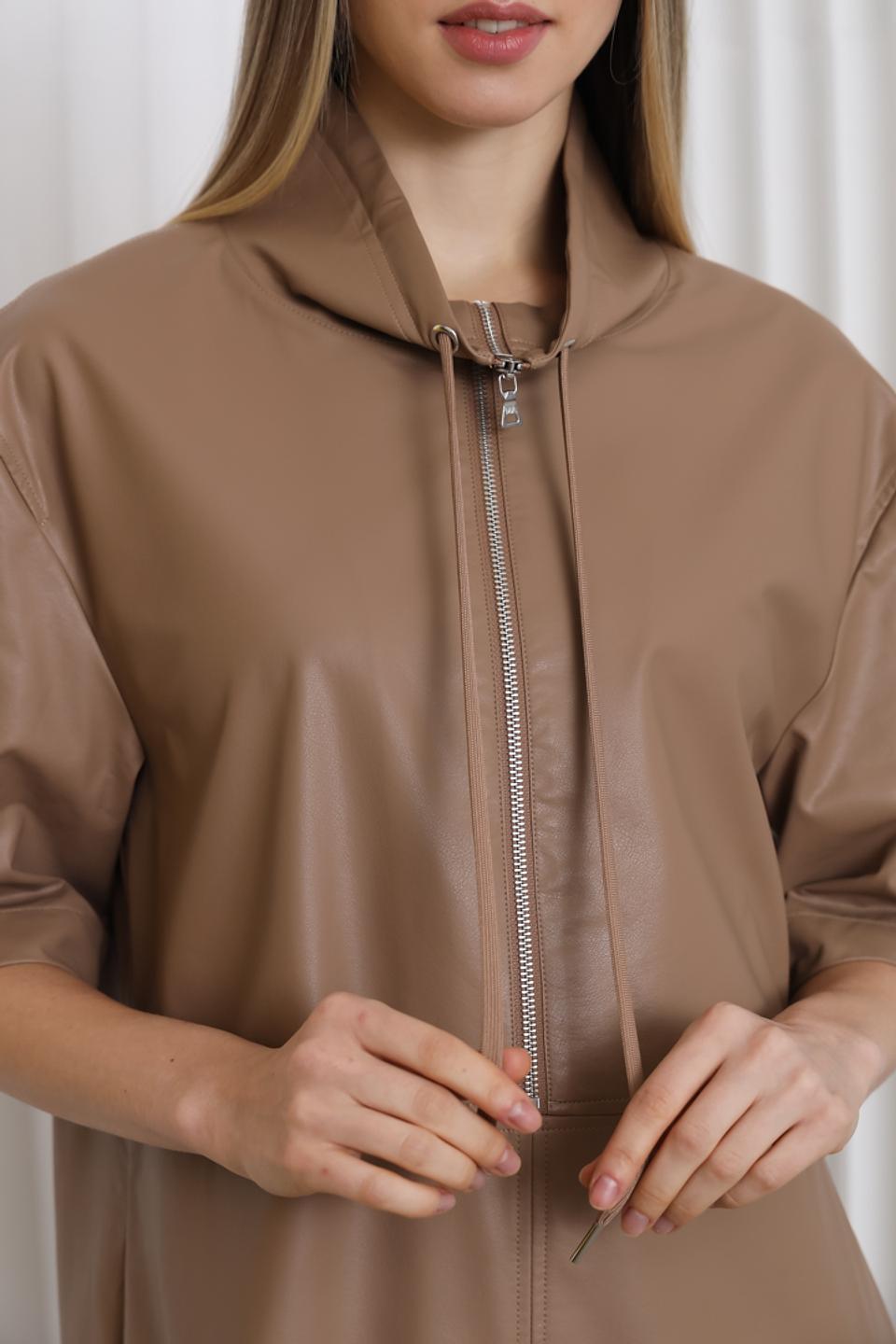 Платье Marc Aurel кожаное бежевое