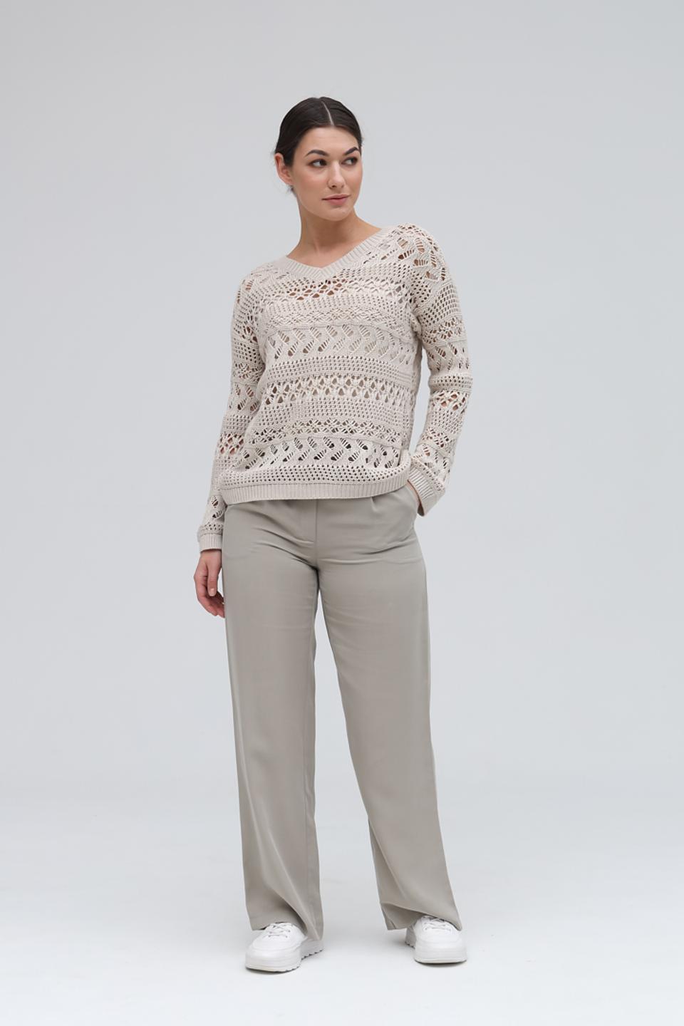 Пуловер Lecomte ажурный бежевый