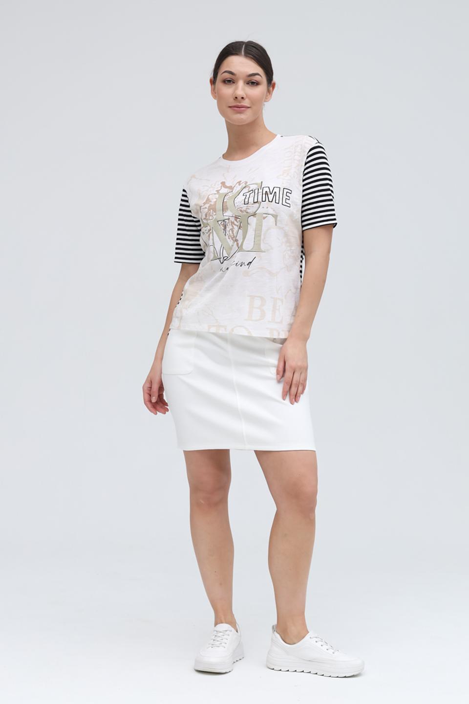 Футболка Lecomte с принтом и полоской