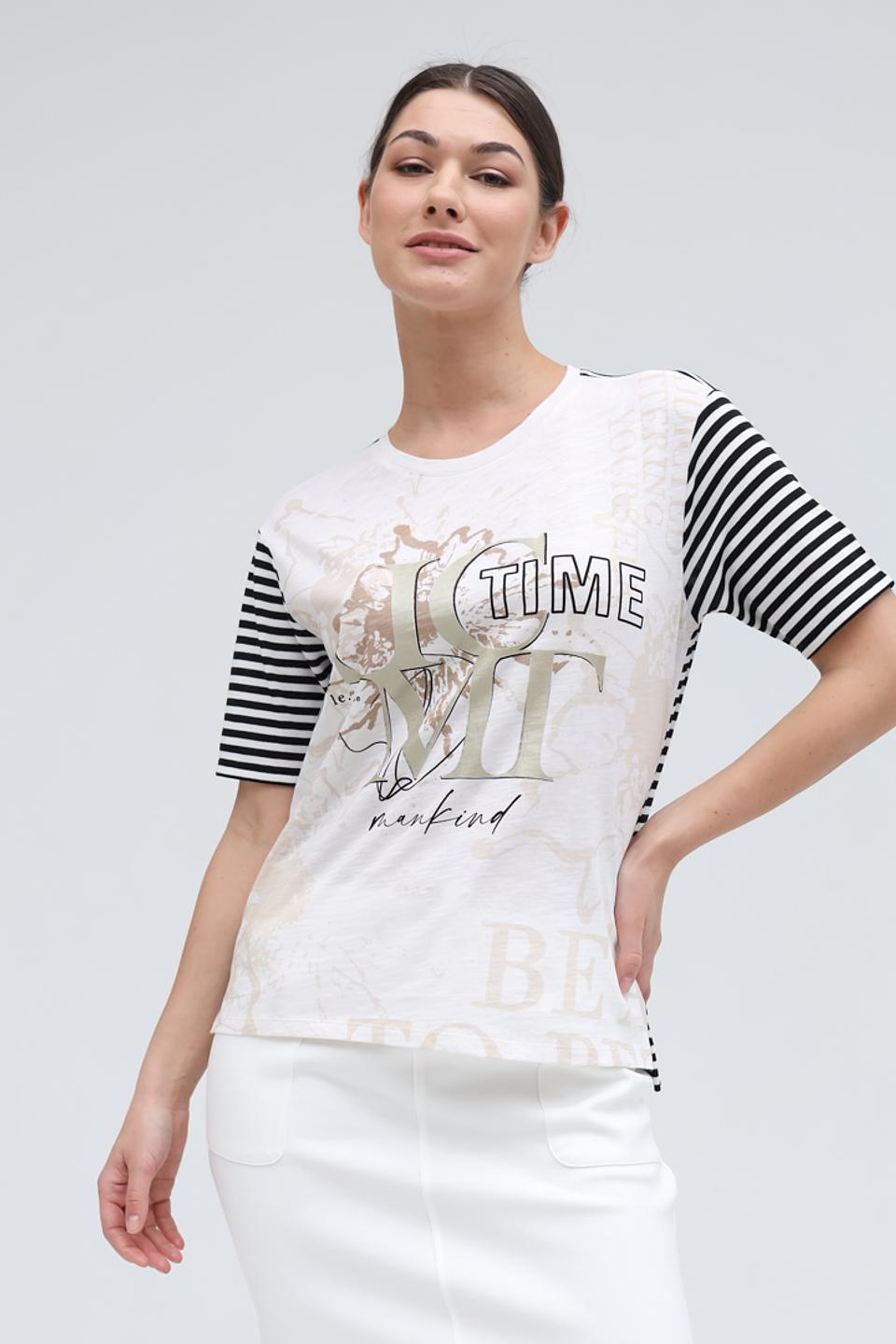 Футболка Lecomte с принтом и полоской