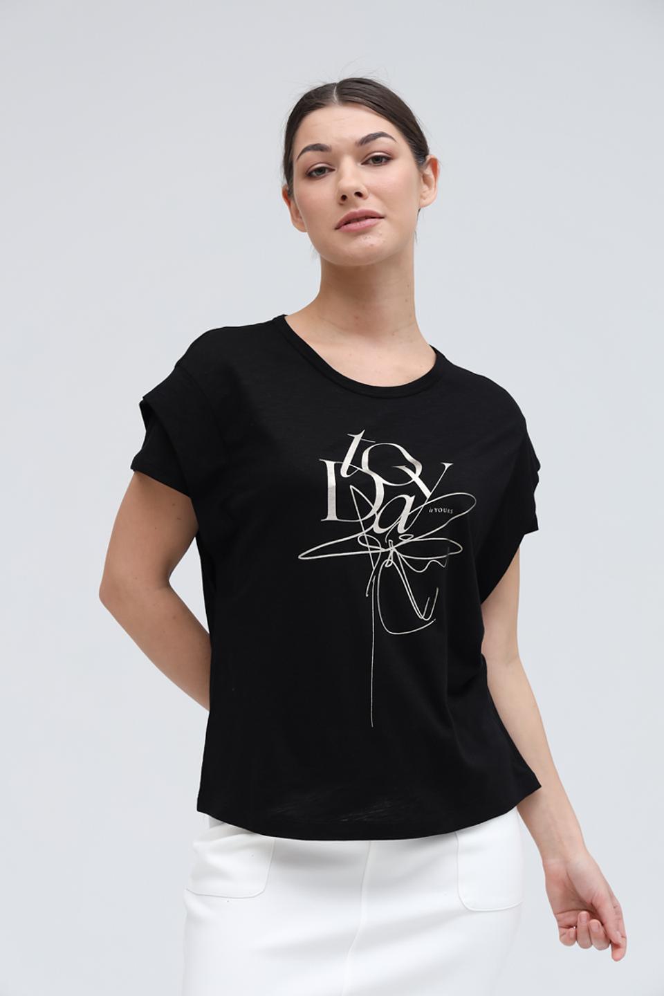 Футболка Lecomte с принтом чёрная