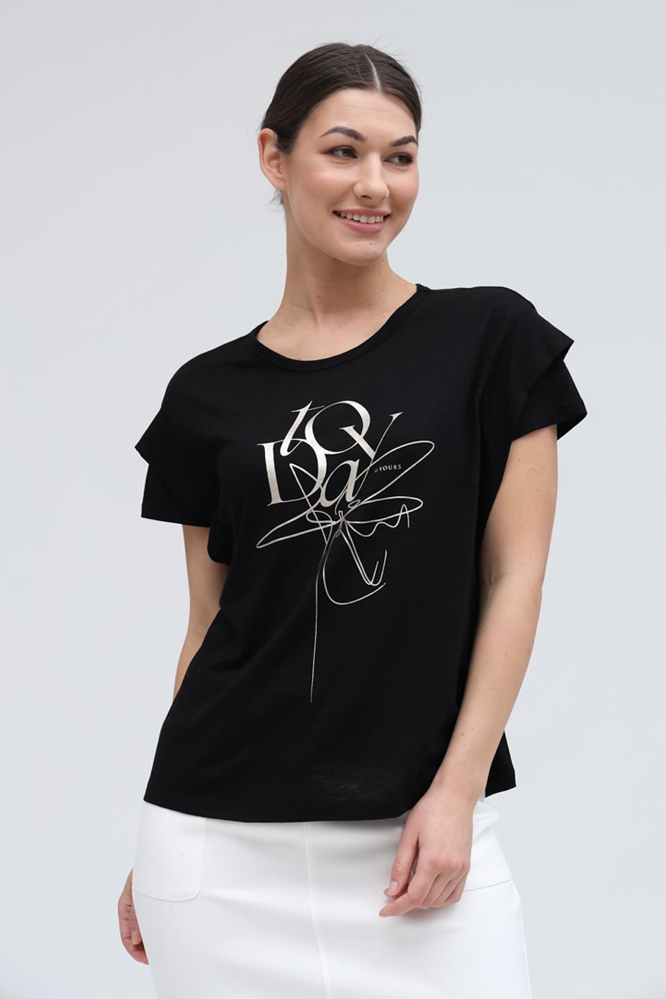 Футболка Lecomte с принтом чёрная