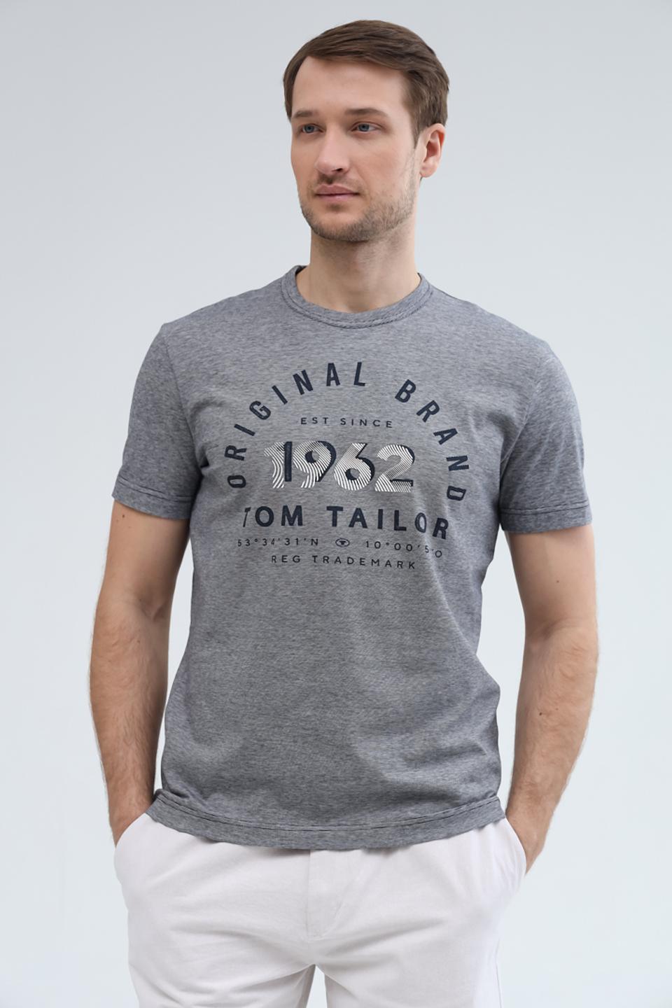 Футболка Tom Tailor серая с логотипом