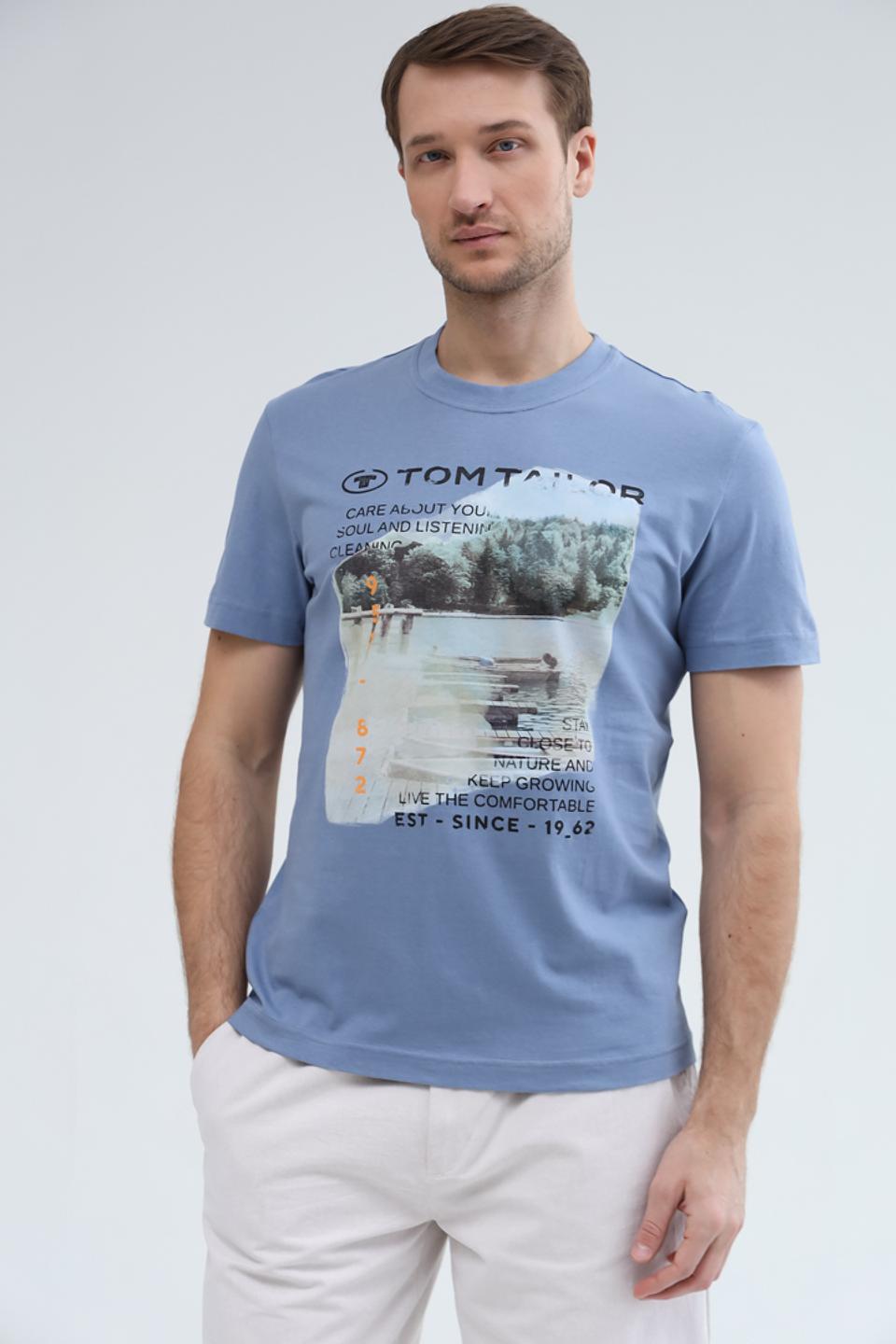 Футболка Tom Tailor с принтом голубая